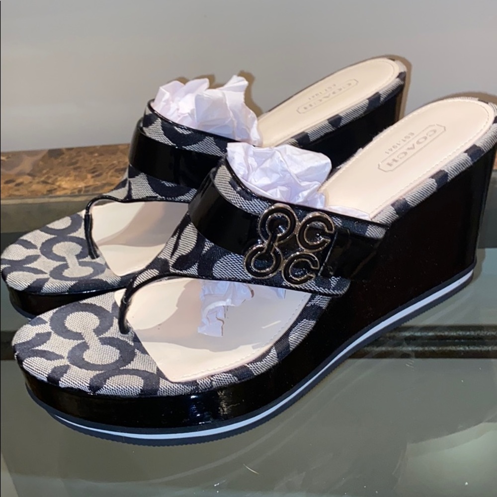 Black COACH wedges